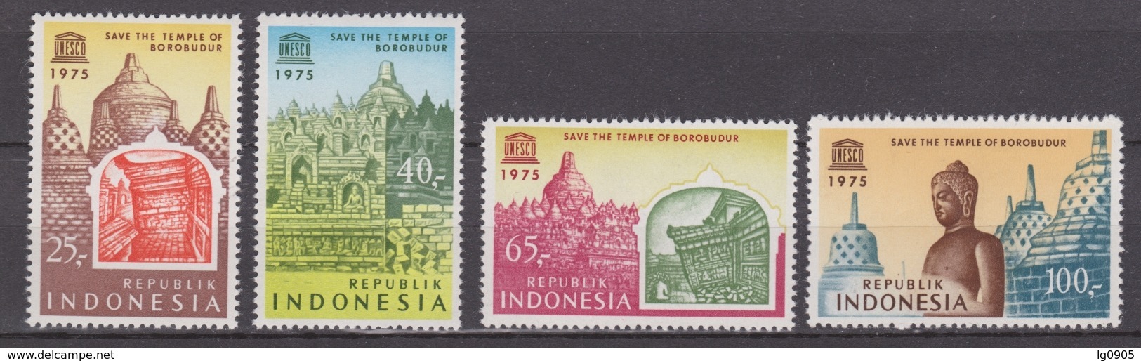 Indonesia Indonesie 824-827 MLH UNESCO Borobudur 1975 ; NOW MANY STAMPS INDONESIA VERY CHEAP - Monumenten