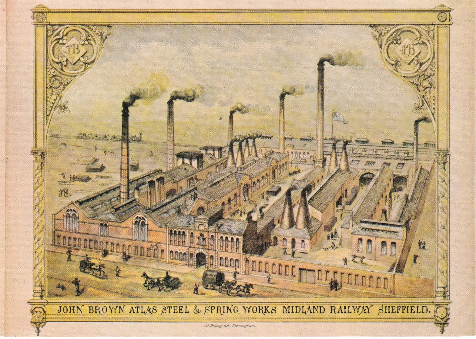 Yorkshire;John Brown Atlas Steel & Spring Works Midland Railway Sheffield. Colour Postcard - Sheffield