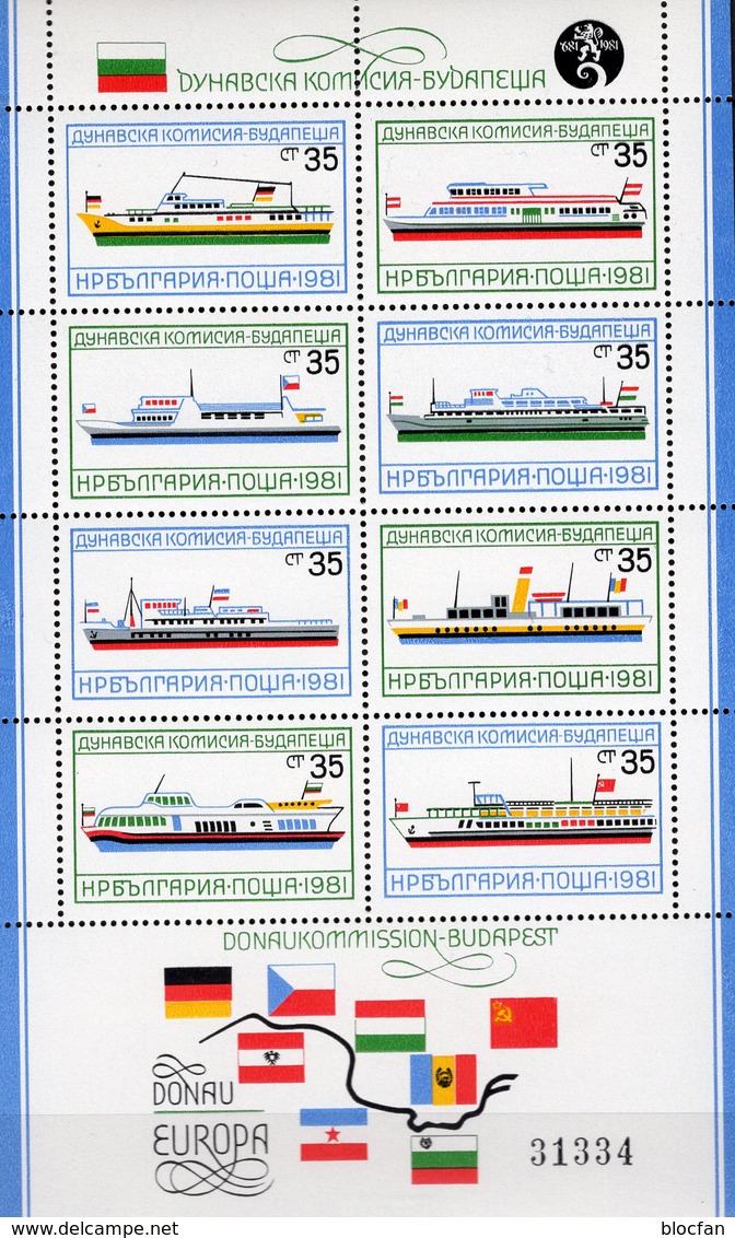 Europa Schiff-Fahrt BULGARIA Block 116 ** 24€ Flaggen Donau-Länder Schiffe Bloque Flags Ss Bloc Ships Sheet Bf CEPT - 1981