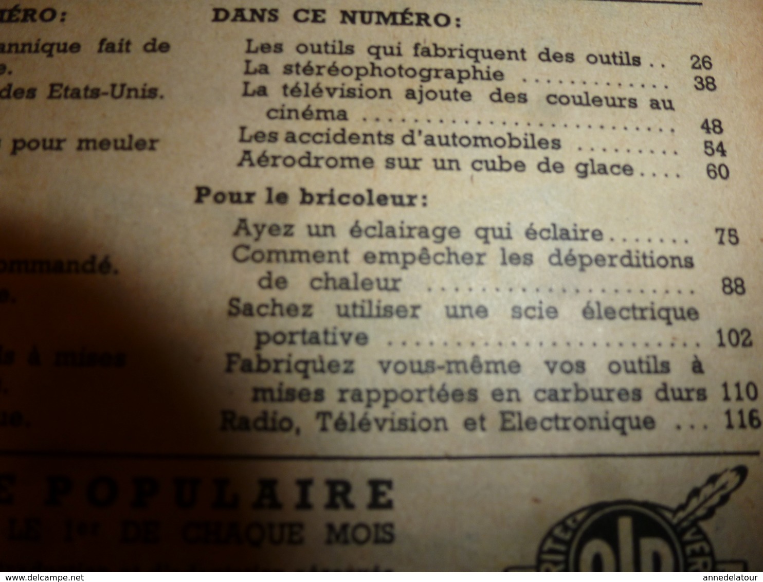 1952 MÉCANIQUE POPULAIRE:Les Plantes Se Défendent Contre Les Insectes;La Soucoupe Volante;Stop Aux Déperditions Chal;etc - Otros & Sin Clasificación