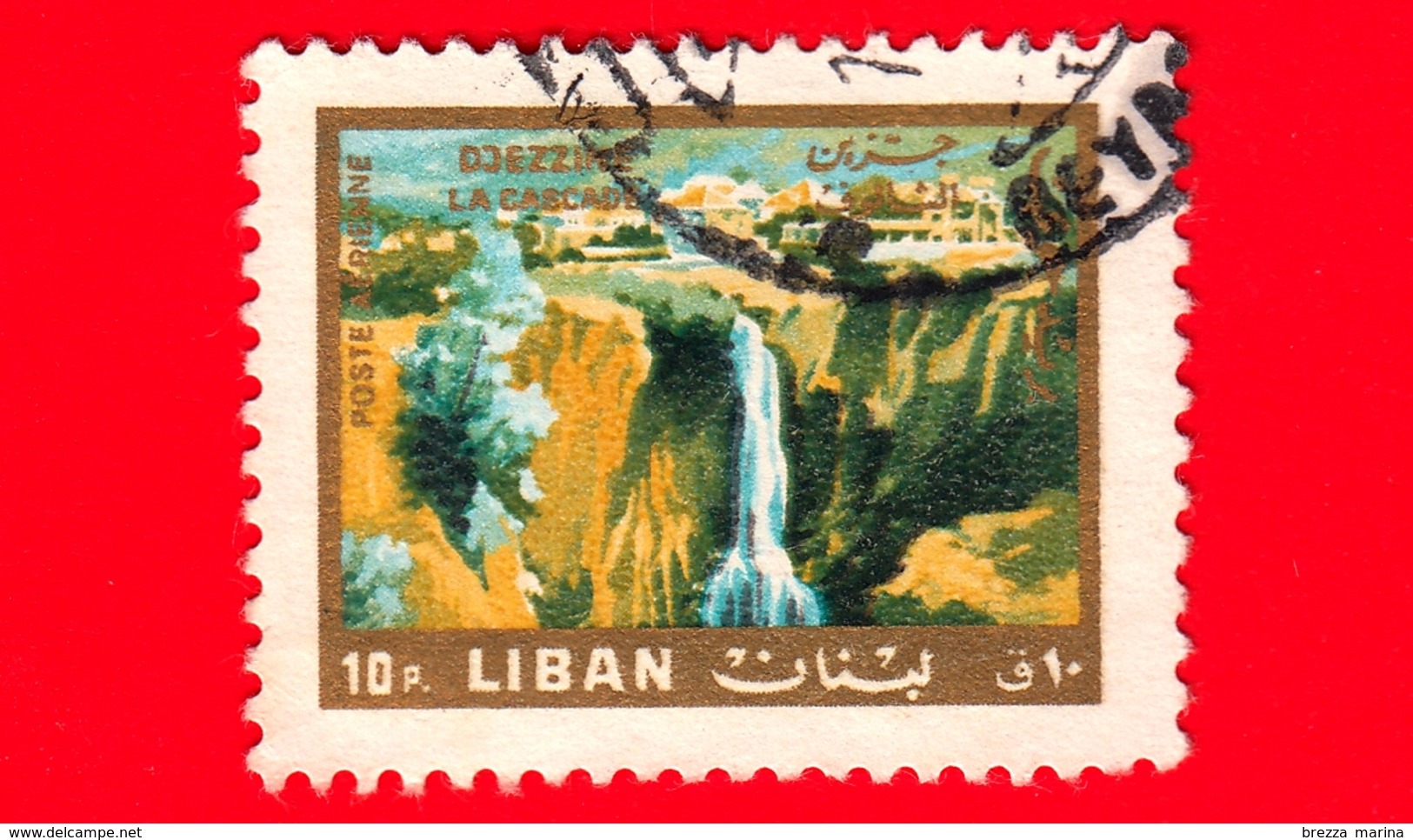 LIBANO - Usato - 1966 - Paesaggi Ed Attrazioni Libanesi - Cascate Di Djezzine - Waterfall - 10 - P. Aerea - Libano