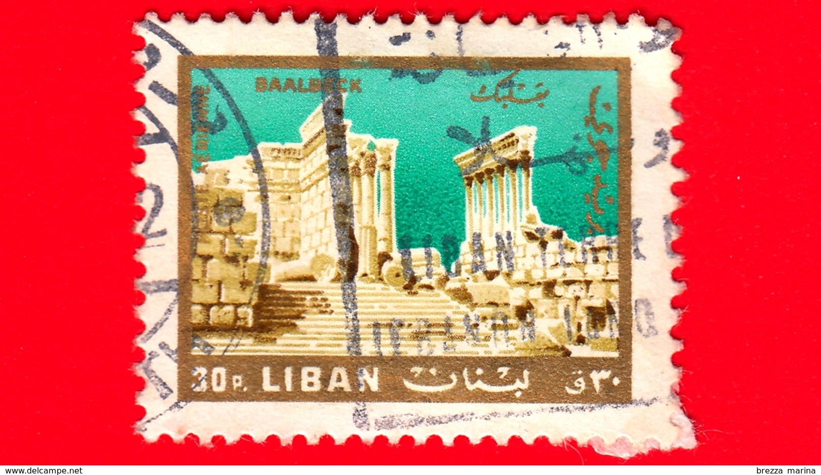 LIBANO - Usato - 1966 - Paesaggi Ed Attrazioni Libanesi - Tempio Del Sole A Baalbek - 10 - P. Aerea - Liban