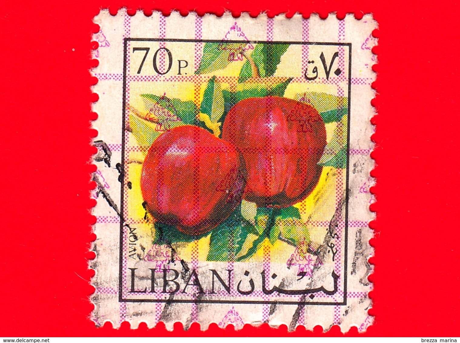 LIBANO - Usato - 1973 - Frutta - Mele - Apples - 70 P. Aerea - Libano