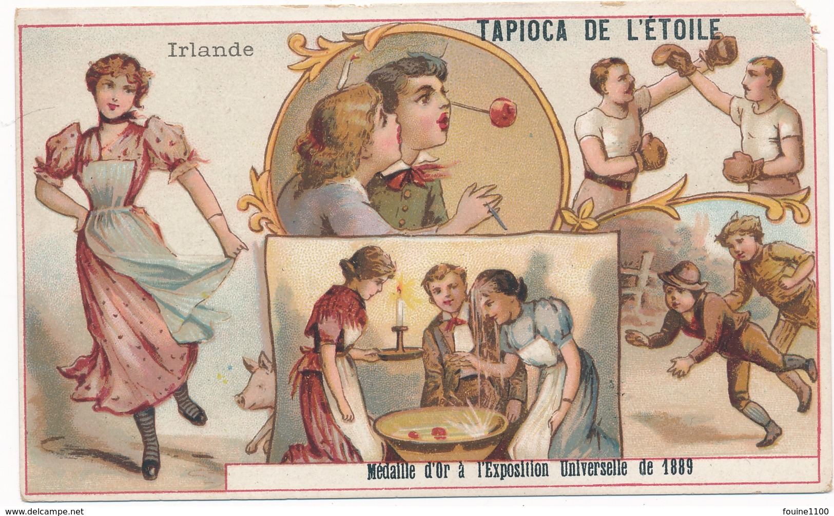 Chromo IRLANDE Tapioca De L' étoile Médaille D'or à Exposition Universelle De 1889 Paris Cochon Boxe Jeux - Autres & Non Classés