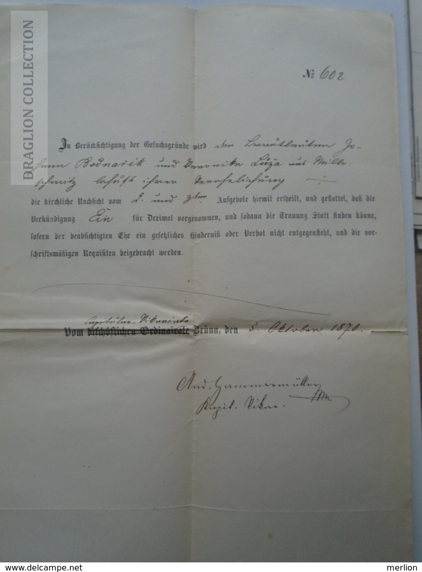 ZA155.24  Old Document  Czechia - BRÜNN  BRNO - Bednarik 1870 - Autres & Non Classés