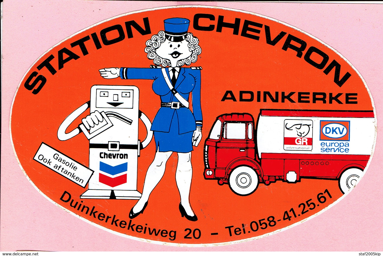 Sticker - Station Chevron - Duinkerkekeiweg Adinkerke - Gasolie Ook Aftanken - Autocollants