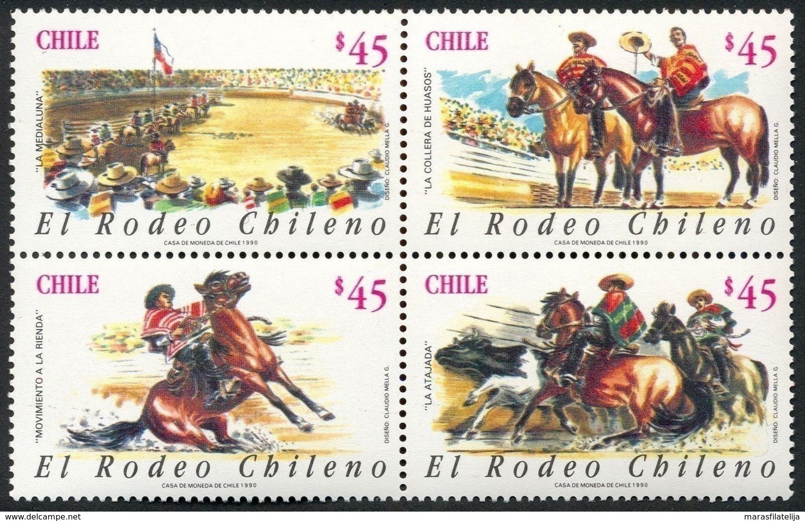 Chile, 1990, Rodeo, MNH Set Of 4 - Chili