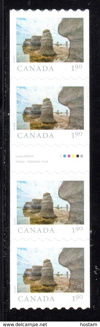 CANADA  2019  FROM FAR AND WIDE, Oversized Rate(1.90) GUTTER  Strip Of 4 Stamps MNH - Coil Stamps