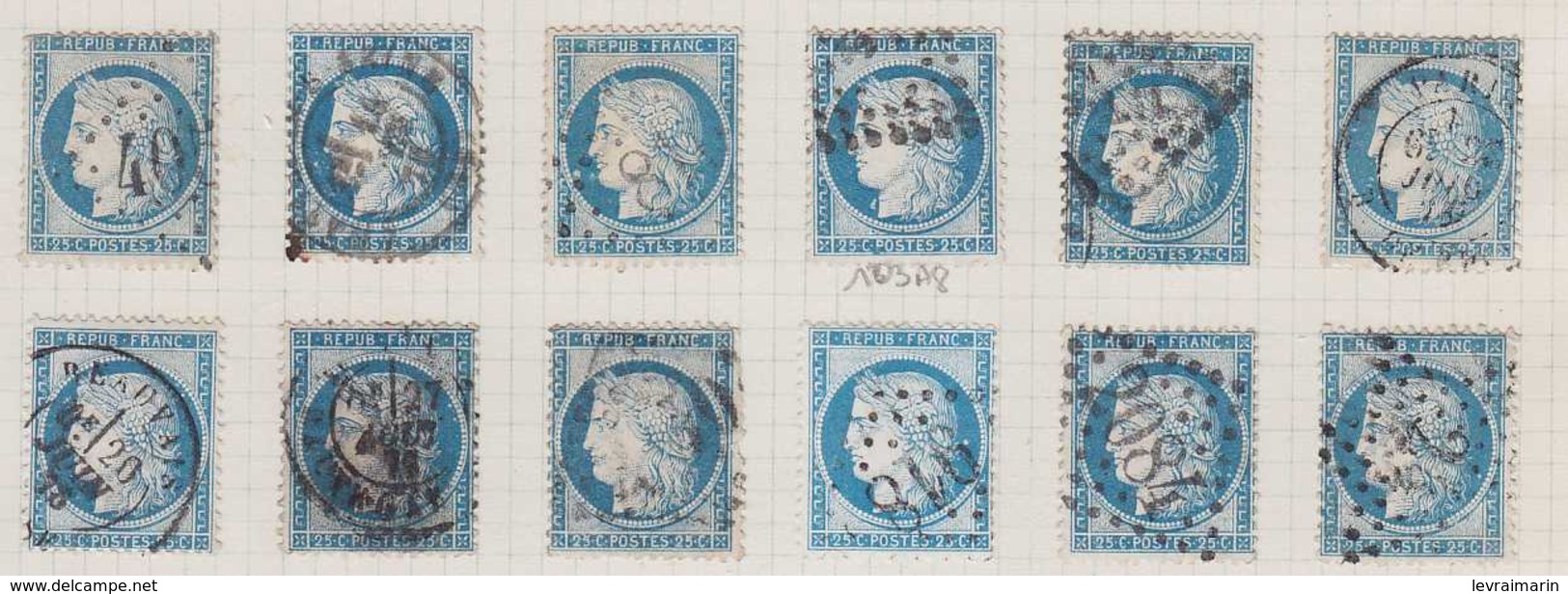 n°60C collection de 156 variétés dont Suarnet, griffes, taches, filets, légendes, médaillons, TB et ensemble rare