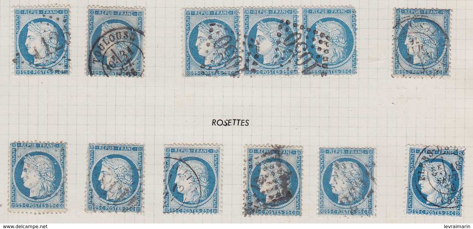 n°60C collection de 156 variétés dont Suarnet, griffes, taches, filets, légendes, médaillons, TB et ensemble rare