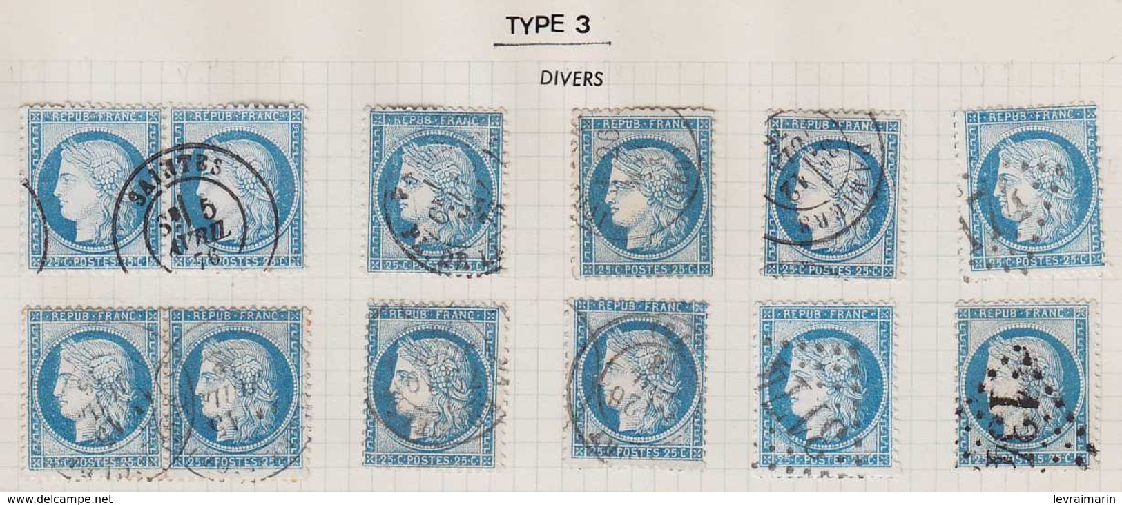 n°60C collection de 156 variétés dont Suarnet, griffes, taches, filets, légendes, médaillons, TB et ensemble rare