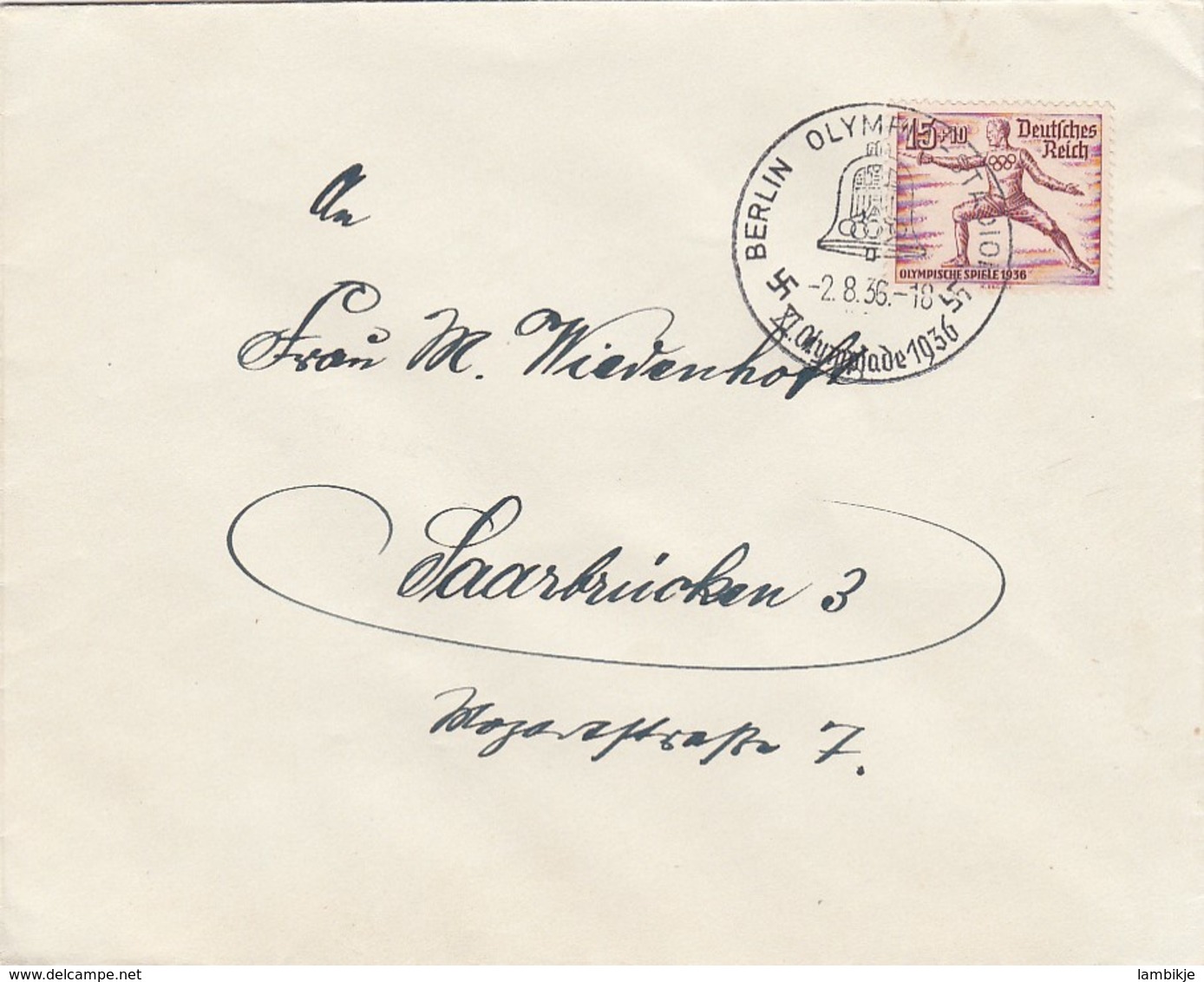 Deutsches Reich Brief 1936 Olympiade - Briefe U. Dokumente