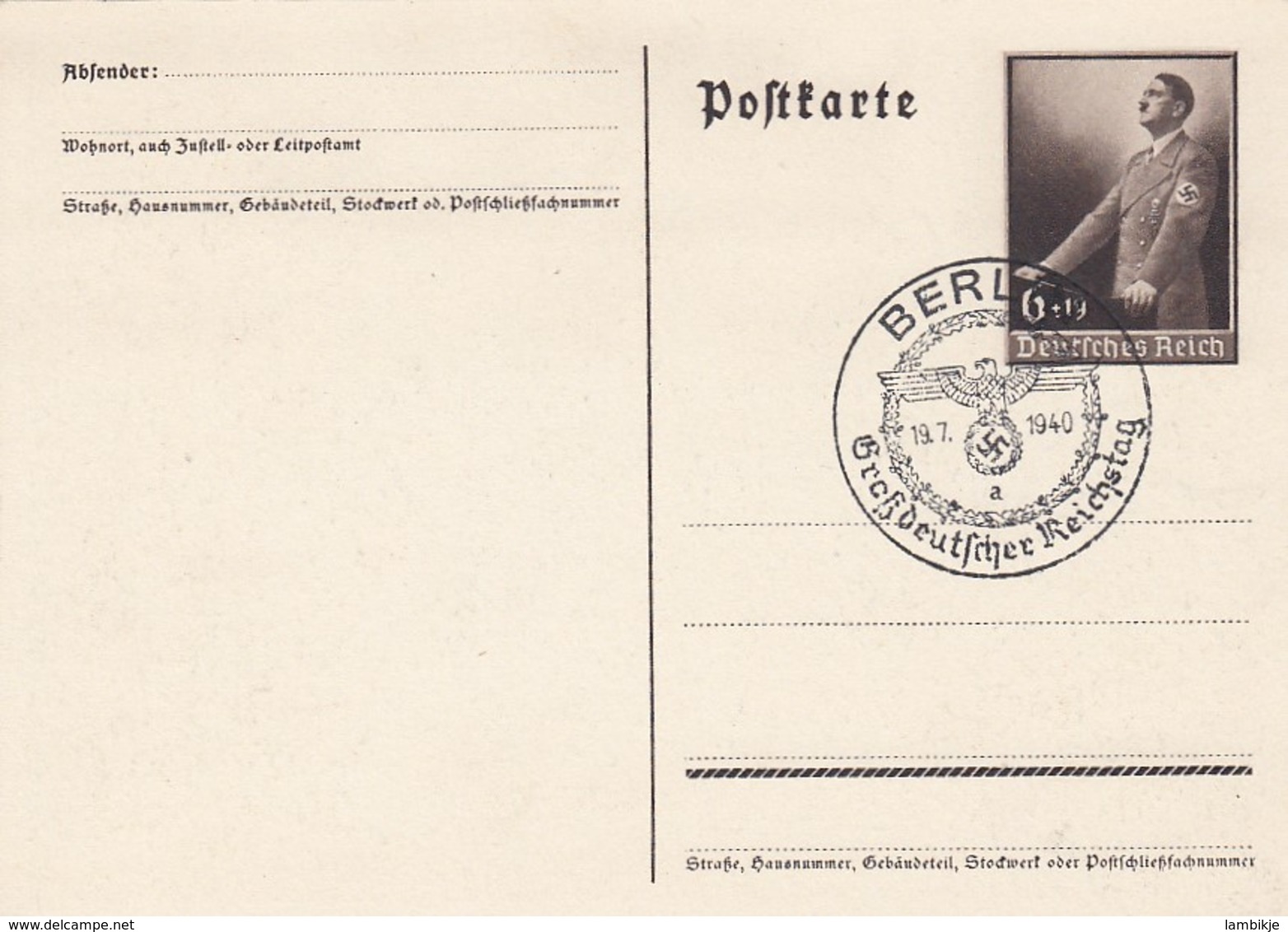 Deutsches Reich Postkarte P290 1940 - Briefe U. Dokumente