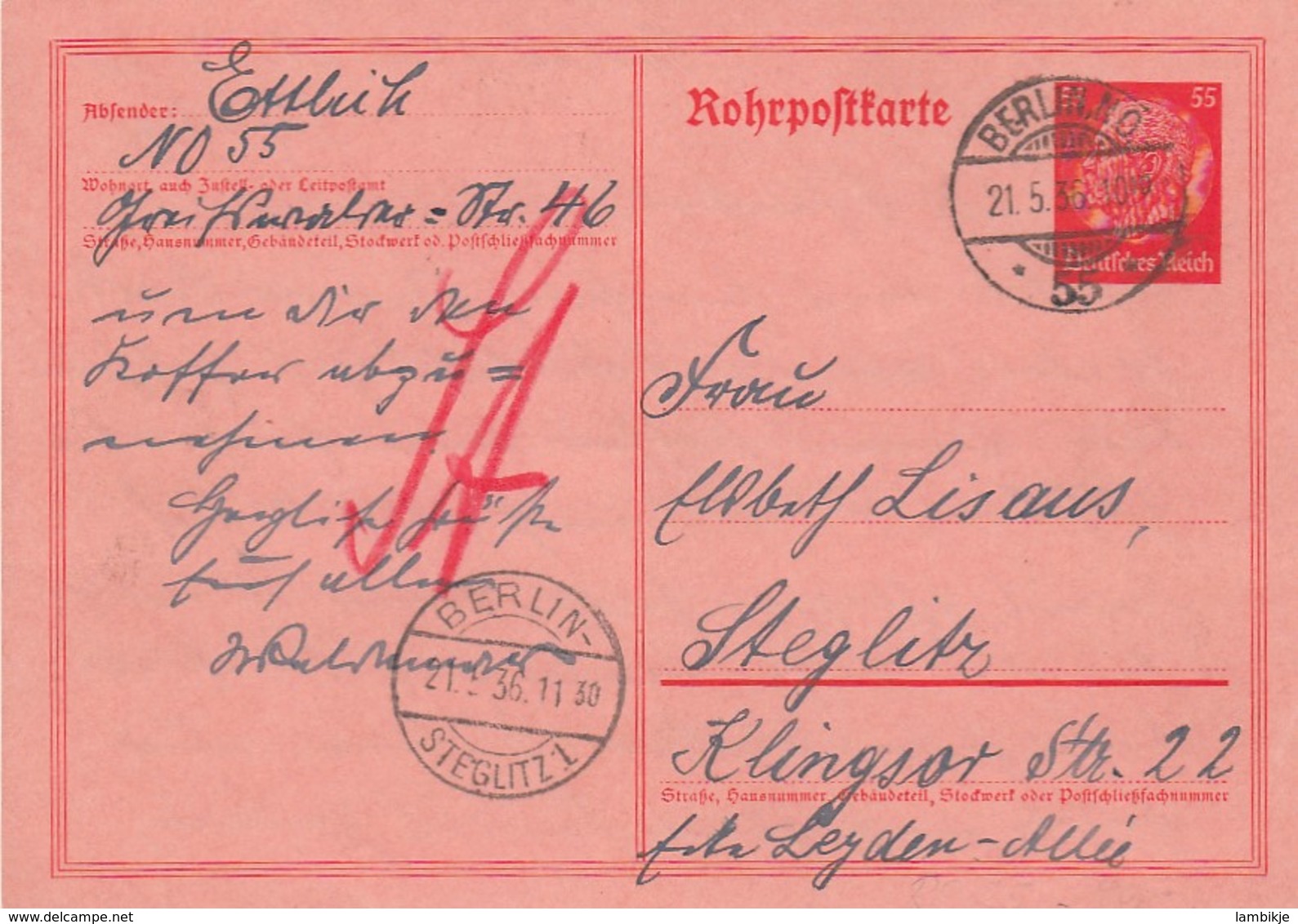 Deutsches Reich Postkarte RP25/01 1936 - Briefe U. Dokumente