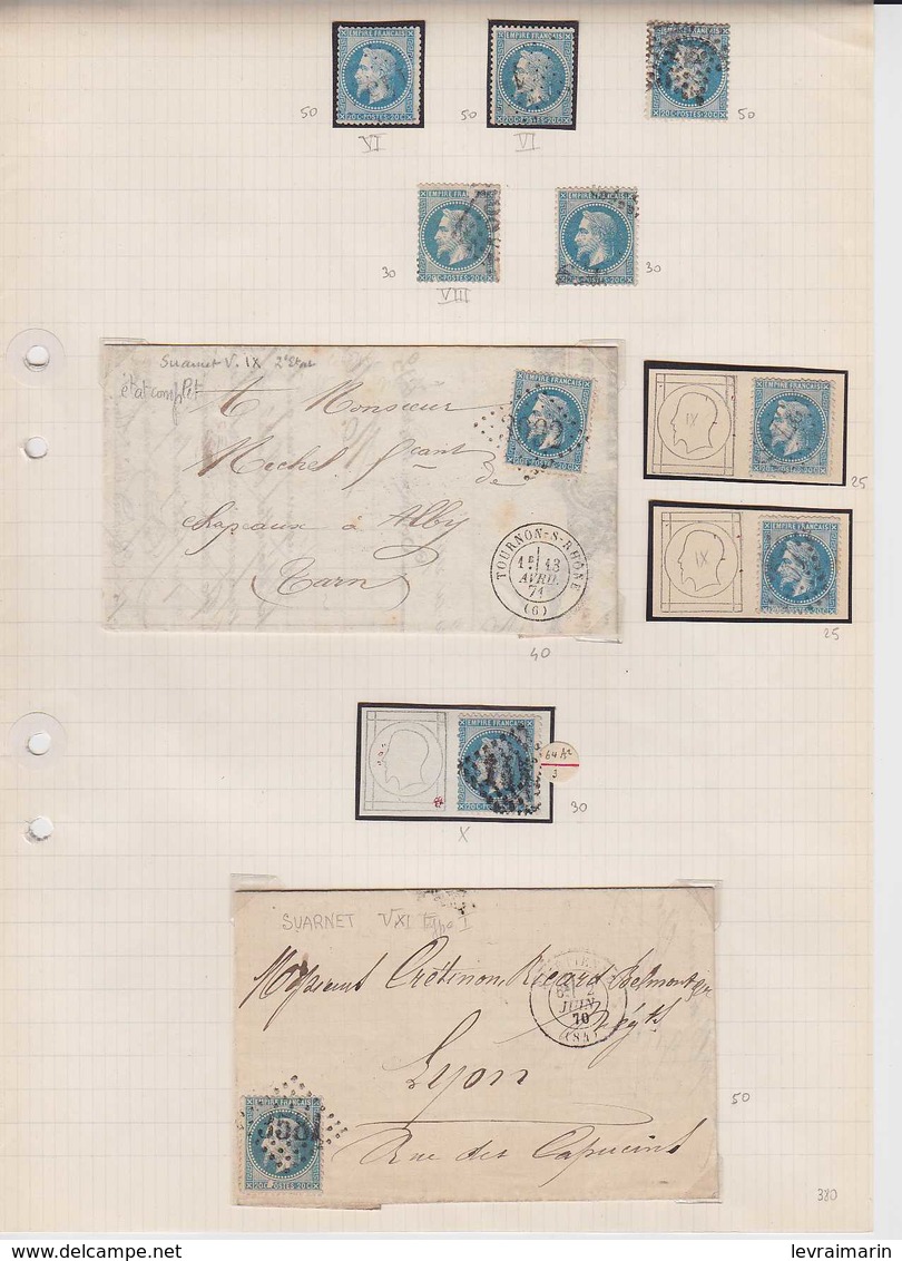 N°29A Et N°29B Superbe Collection De Variétés Suarnet 165 Timbres Et 50 Lettres RRR Ensemble Très Difficile à Rassembler - 1863-1870 Napoléon III Lauré