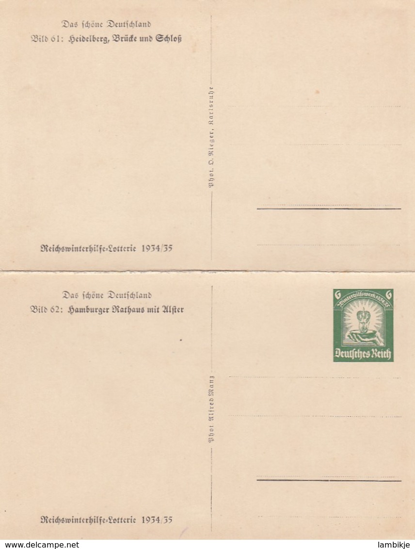 Deutsches Reich Postkarte 1934 P254 Kartenpaar - Briefe U. Dokumente