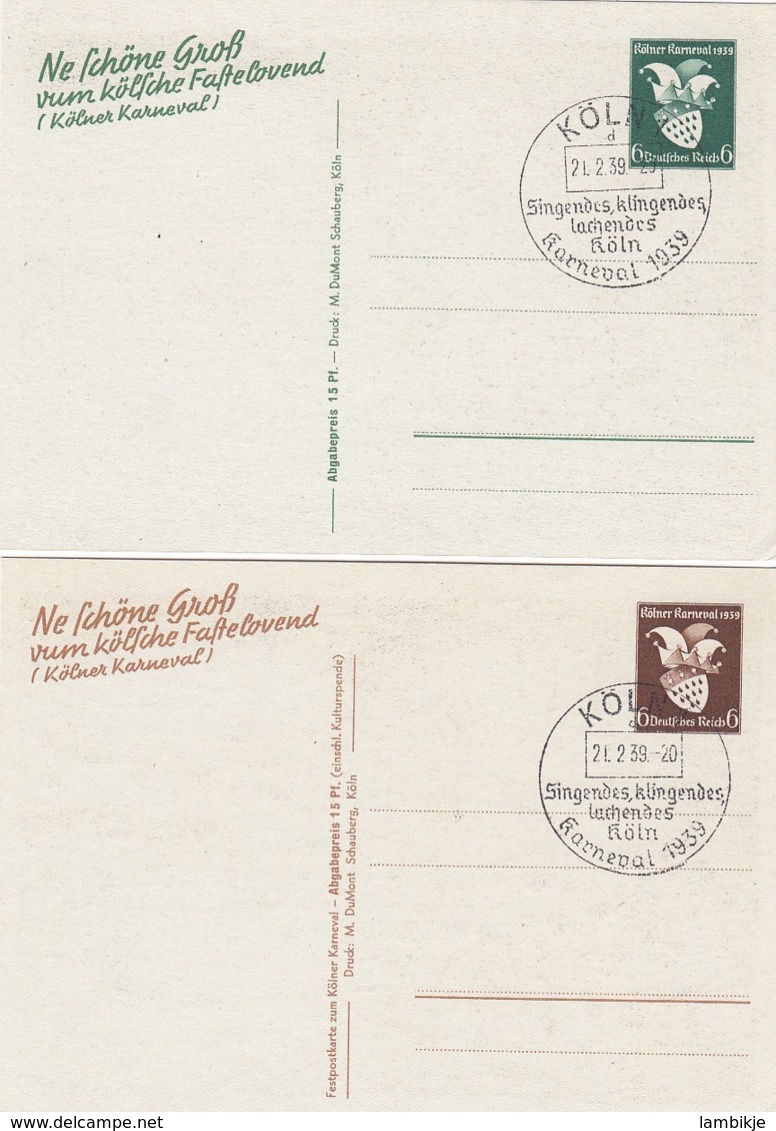 Deutsches Reich 2 Postkarten P276 + P277 1939 - Briefe U. Dokumente