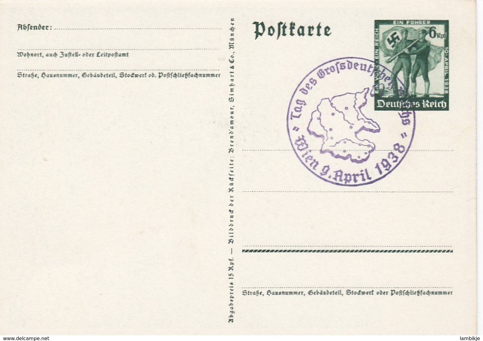 Deutsches Reich Postkarte Propaganda 1938 - Briefe U. Dokumente