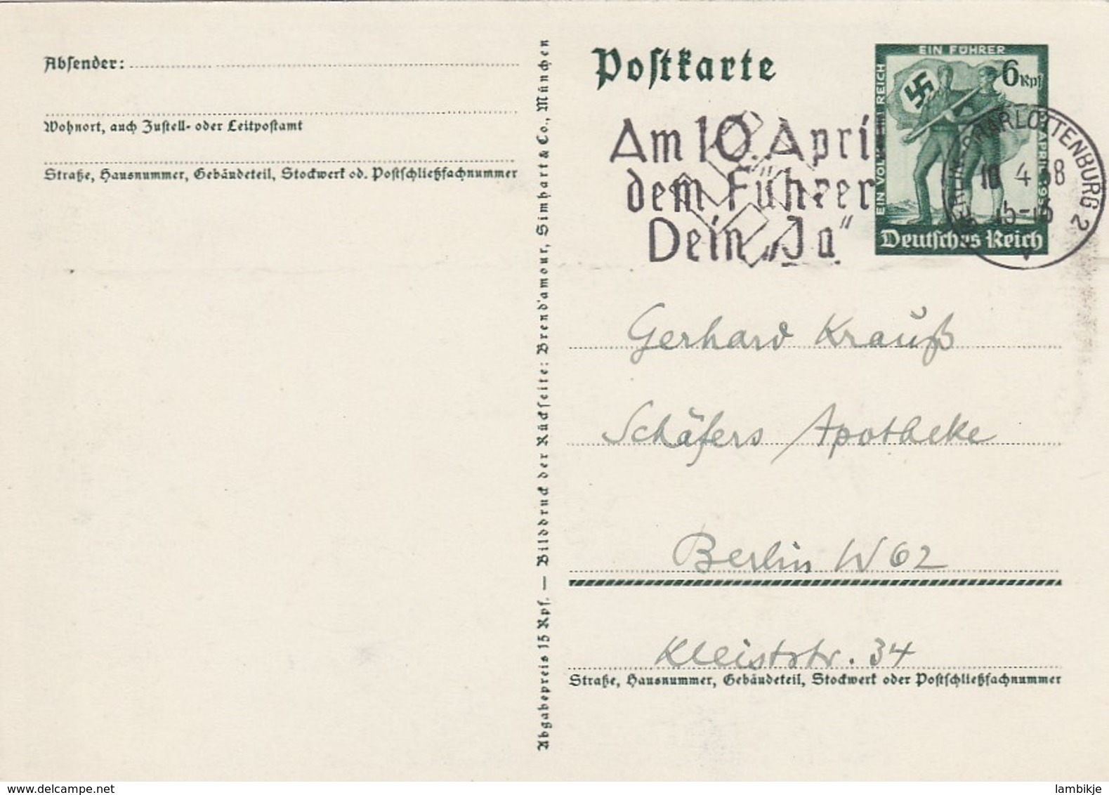 Deutsches Reich Postkarte Propaganda 1938 - Briefe U. Dokumente