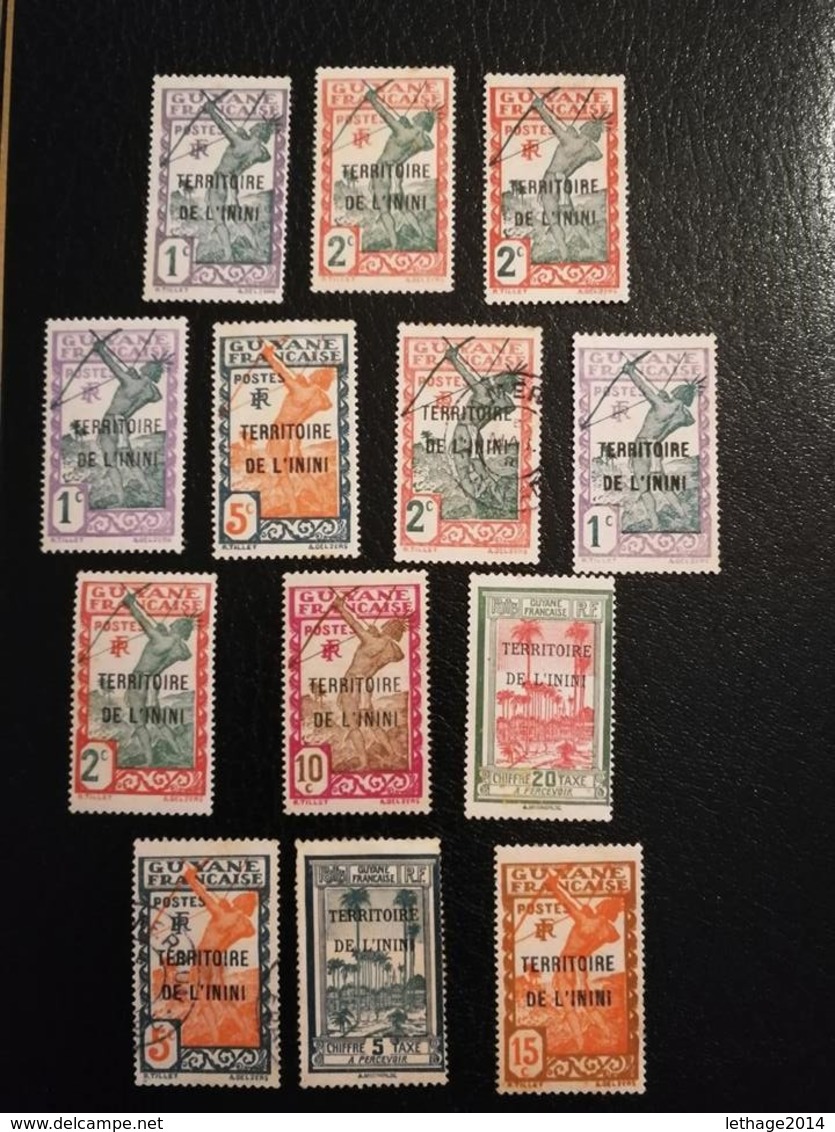 GUYANE FRANCAISE 1932 TIMBRES DE GUYANA SURCHARGES TERRITOIRE DE L ININI    MNH-MNG-MNHL  OBLITERE@@@ - Cartas & Documentos