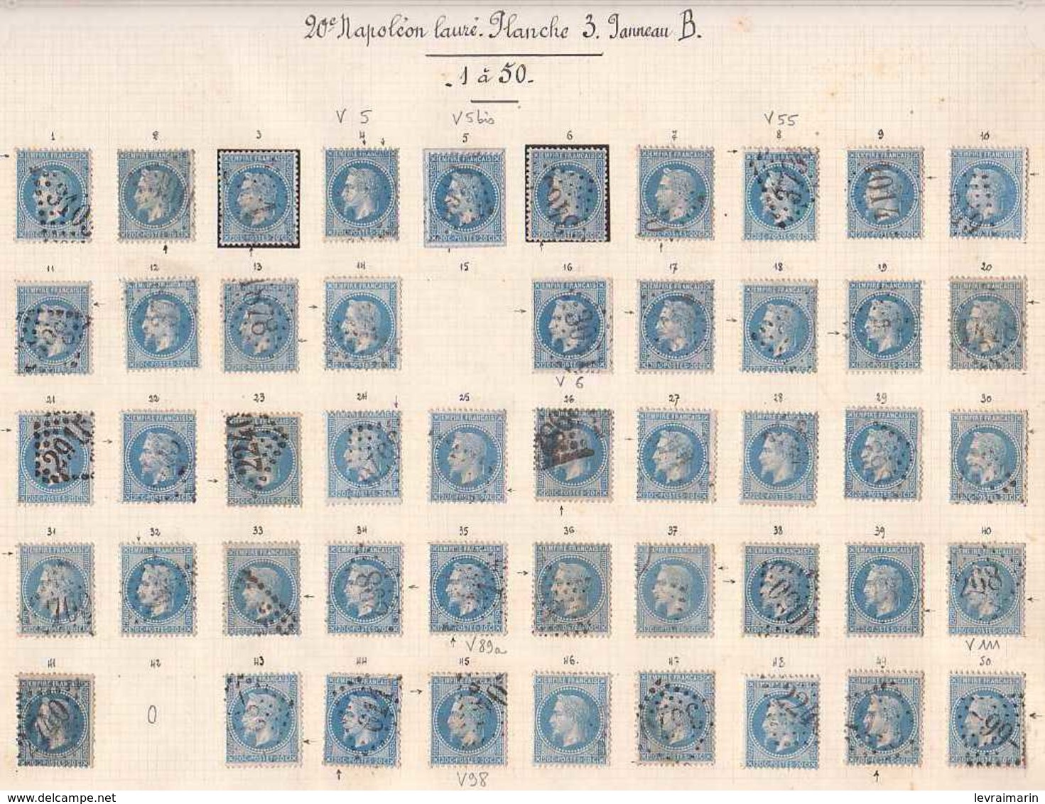 N°29B Superbe Planchage Du  Panneau B3, 142 Positions Sur 150, Très Belles Et Rares Variétés, RRRRR - 1863-1870 Napoléon III Lauré