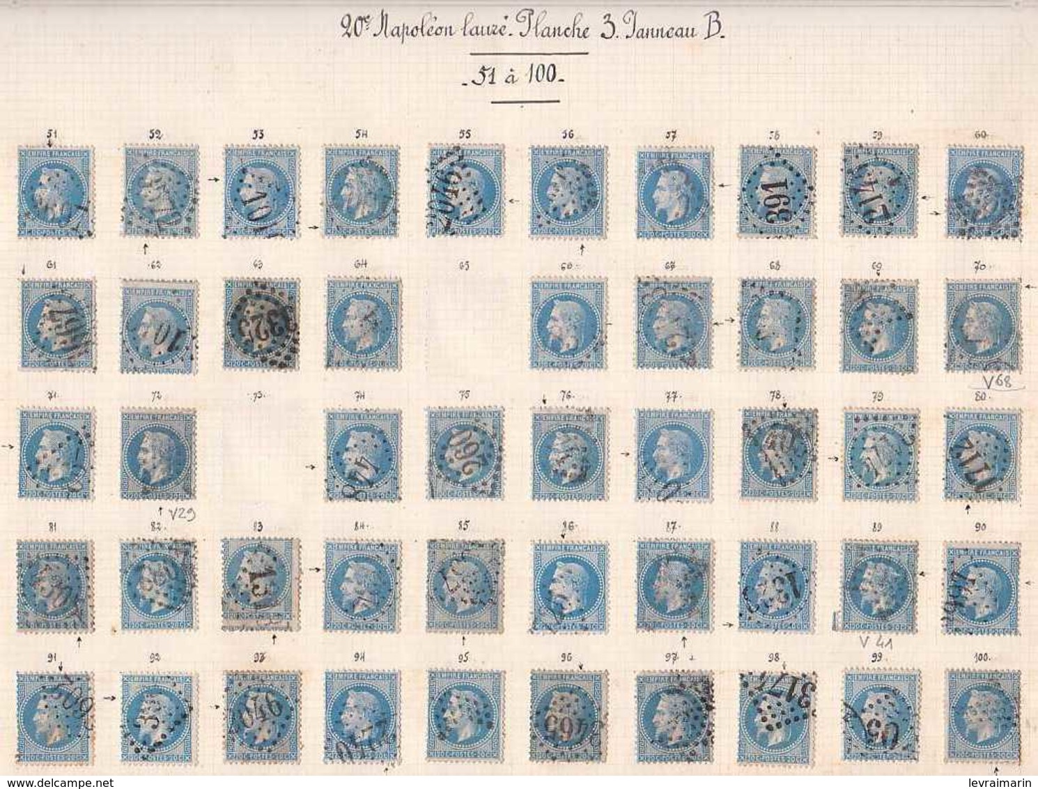 N°29B Superbe Planchage Du  Panneau B3, 142 Positions Sur 150, Très Belles Et Rares Variétés, RRRRR - 1863-1870 Napoléon III Lauré