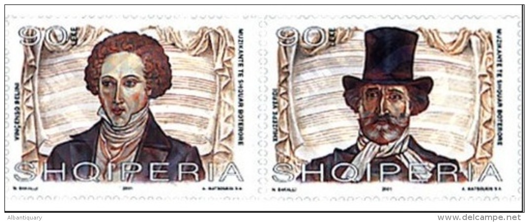 Albania Stamps 2001. World Famous Musicians Figures (Verdi-Belini). 2806-2807. Set MNH. - Albanie