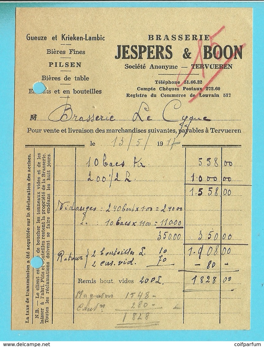 BRASSERIE BROUWERIJ - JESPERS & BOON TERVUEREN 1947 (B6770) - 1900 – 1949