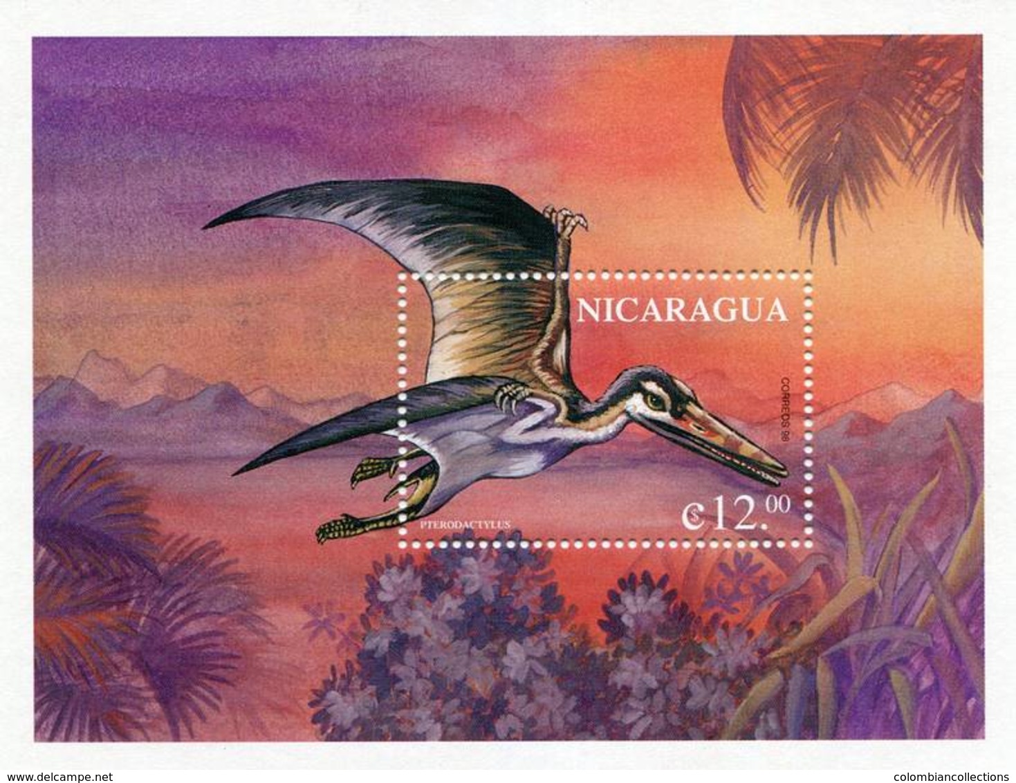Lote 2279-80, Nicaragua, 1999, HF, SS, 2 V, Dinosaurio, Dinosaur, Platecarpus, Pterodactylus - Nicaragua