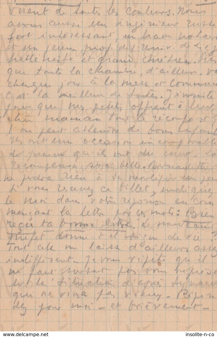 Lettre Manuscrite 4 Pages Datée 27 Janvier 1943 D'Arthur Masson (lors De Son Séjour à La Citadelle De Huy) à Sa Femme - Manuscrits