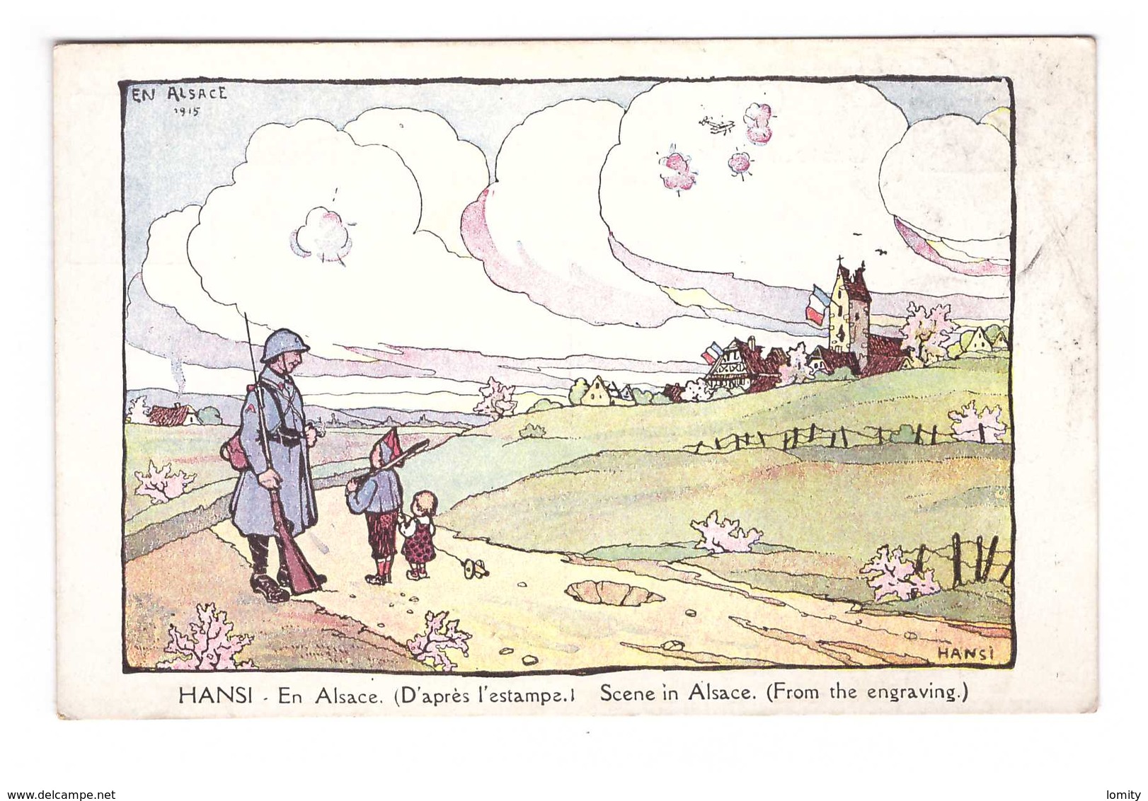 Guerre 1914 1918 Hansi Illustration Illustrateur 1915 En Alsace Cpa D' Après L' Estampe Scene In Alsace Poilus - Guerre 1914-18