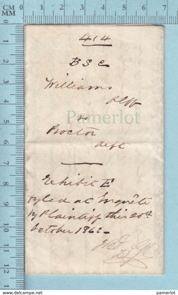 USA Boston Mass. 1863 - Exibit Legal To The Capt. J.B. Williams From The Proctor, Original Paper - Documents Historiques