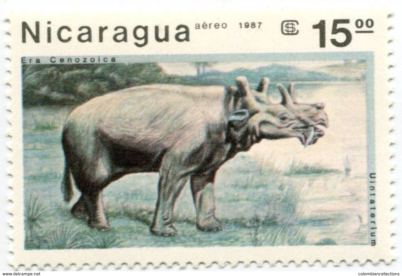 Lote 1617-23, Nicaragua, 1987, Sello, Stamp, 7 v, Animales Prehistoricos. Prehistoric Creatures. Fauna