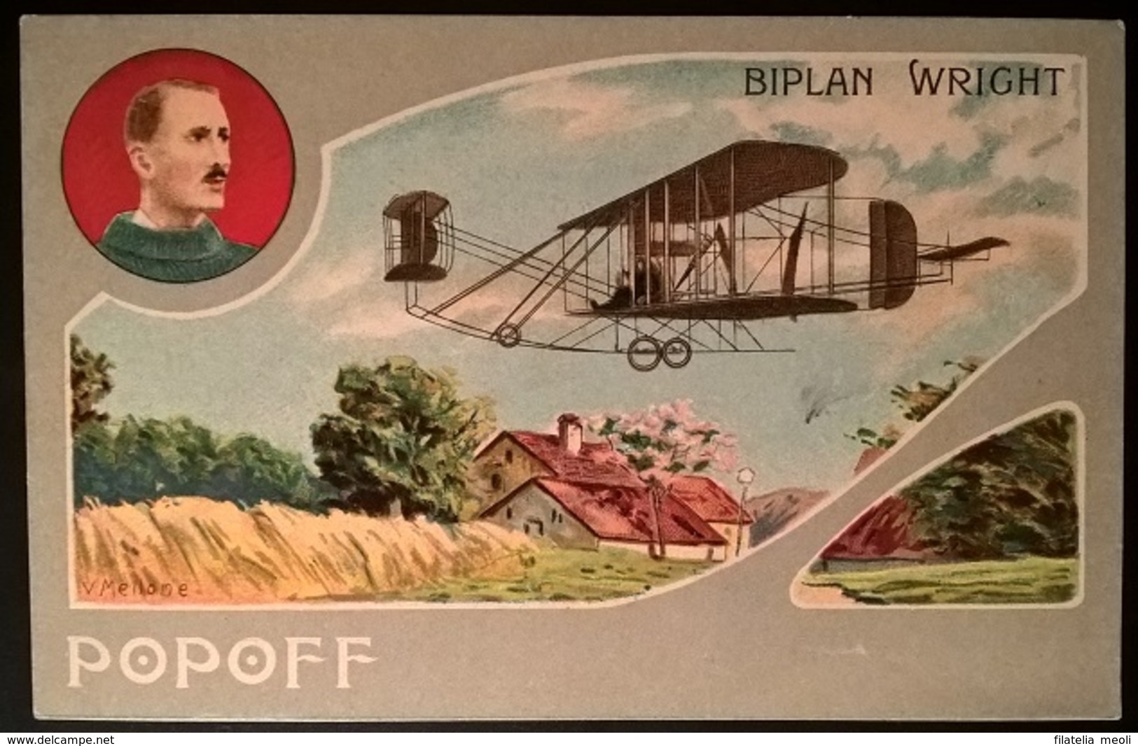 BIPLANO WRIGHT PILOTA POPOFF - Aviatori