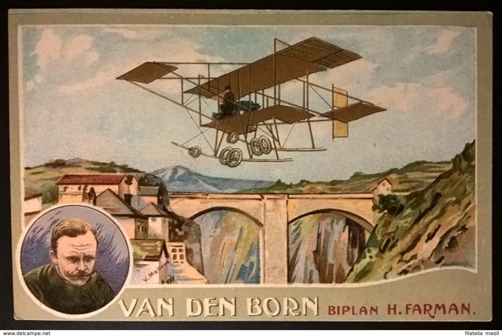 BIPLANO FARMAN PILOTA VAN DEN BORN - Aviatori