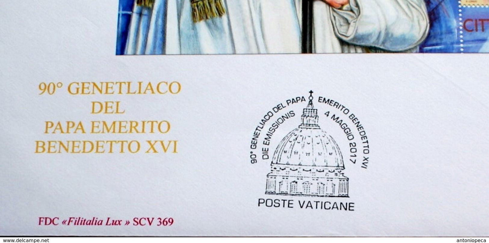 VATICAN0 2017, 90° GENETLIACO PAPA EMERITO BENEDETTO XVI° FULL SHEET FDC - FDC