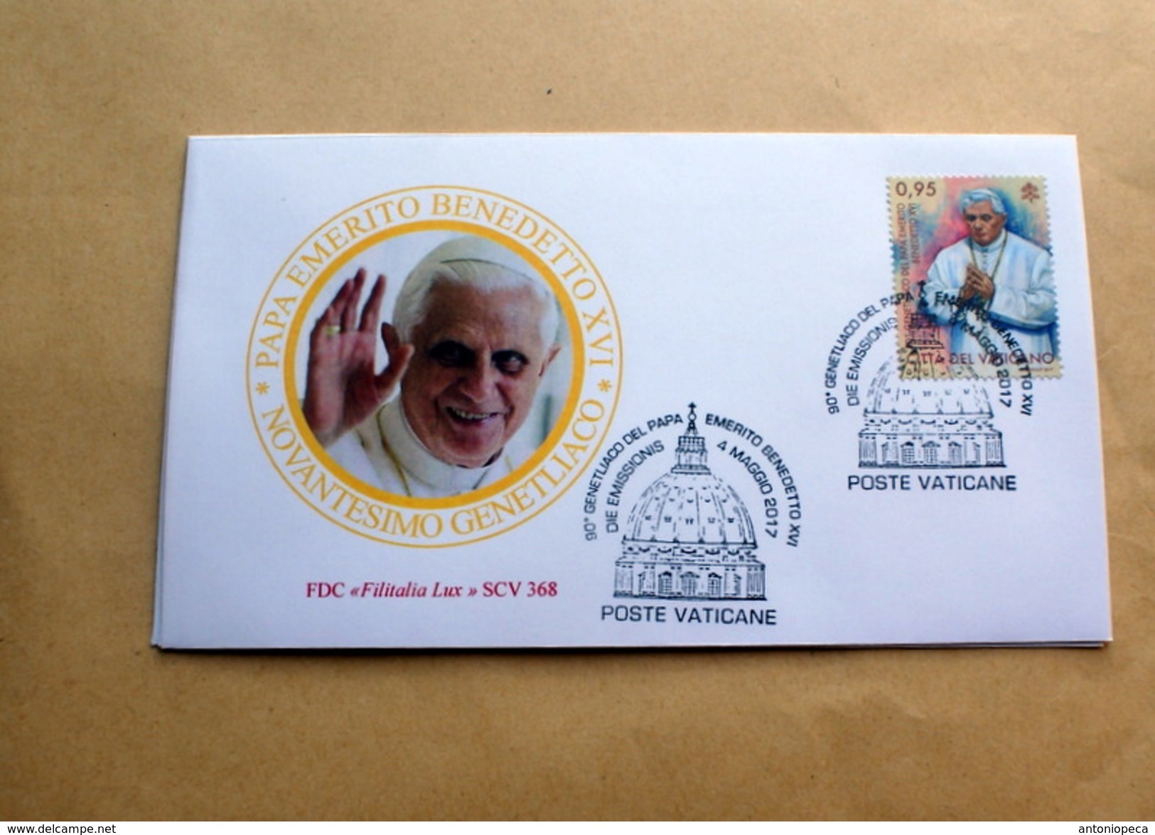 VATICAN0 2017, 90° GENETLIACO PAPA EMERITO BENEDETTO XVI° SINGLE  FDC - FDC