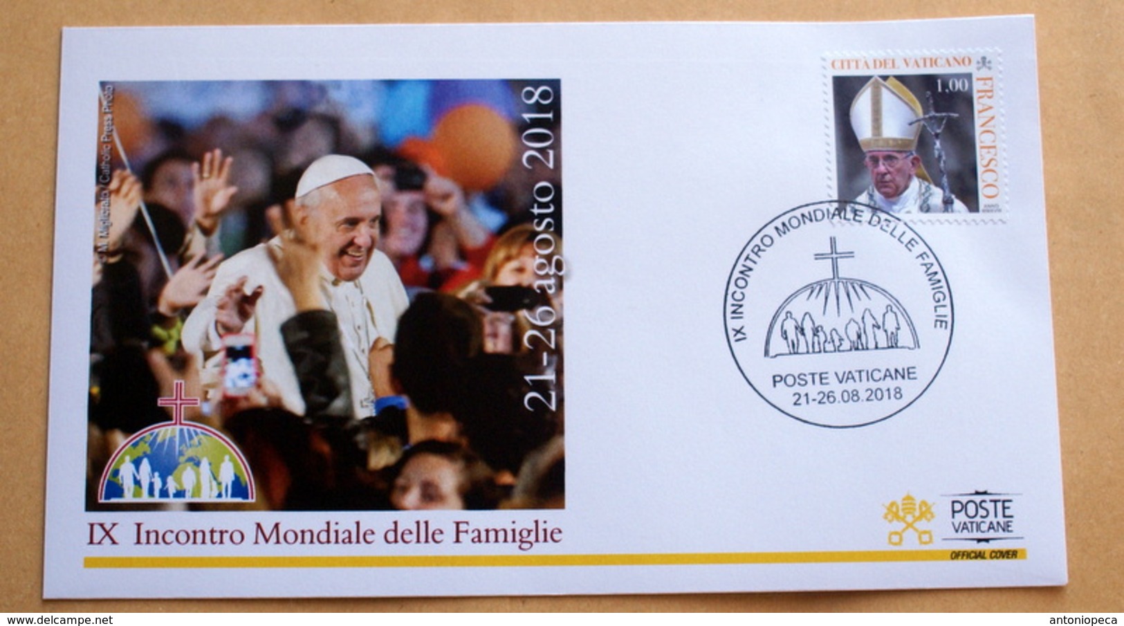 VATICAN 2018 POPE FRANCESCO WORLD FAMILY MEETING, OFFICIAL  FDC PV 95 - Briefe U. Dokumente