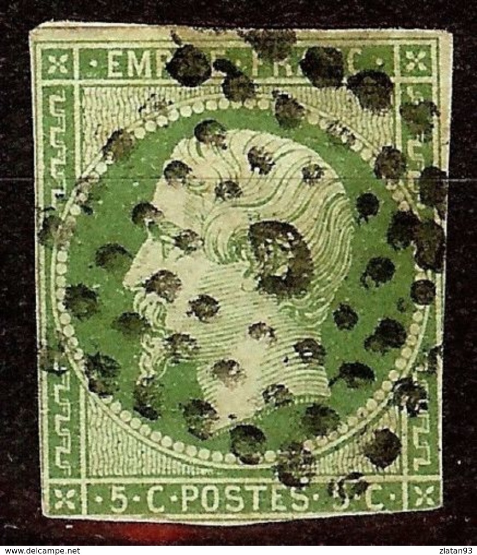 EXTRA NAPOLEON N°12b 5c Vert Foncé Oblit Losange LETTRE D Cote 180€ PAS AMINCI - 1853-1860 Napoleon III