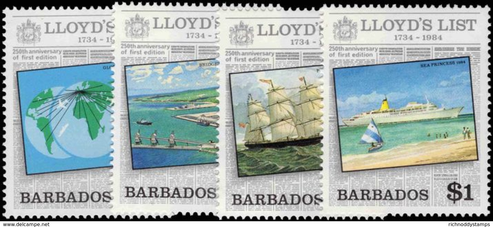 Barbados 1984 Lloyds List Unmounted Mint. - Barbades (1966-...)