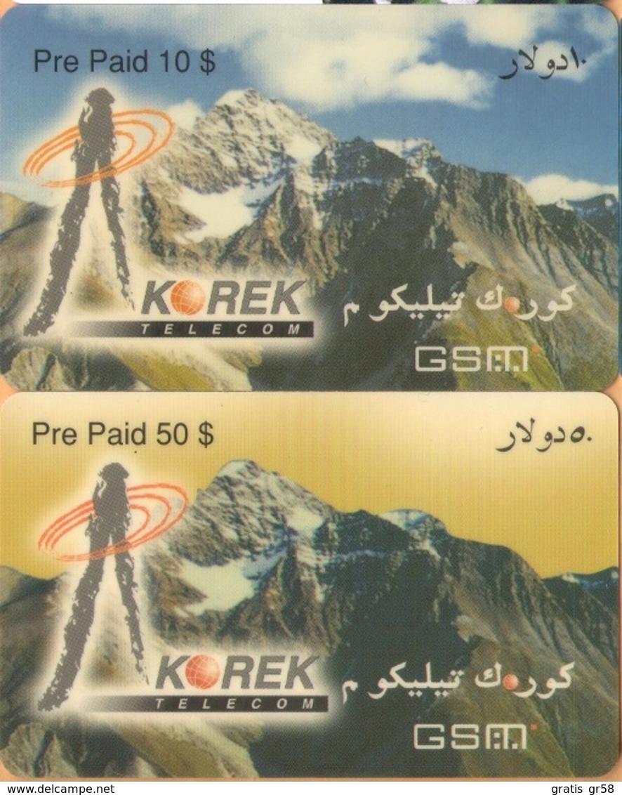 Iraq - Korek Mobile, Prepaid GSM Refill, Mountains, 10$ & 50$, Exp.Day 3/02, Used - Irak
