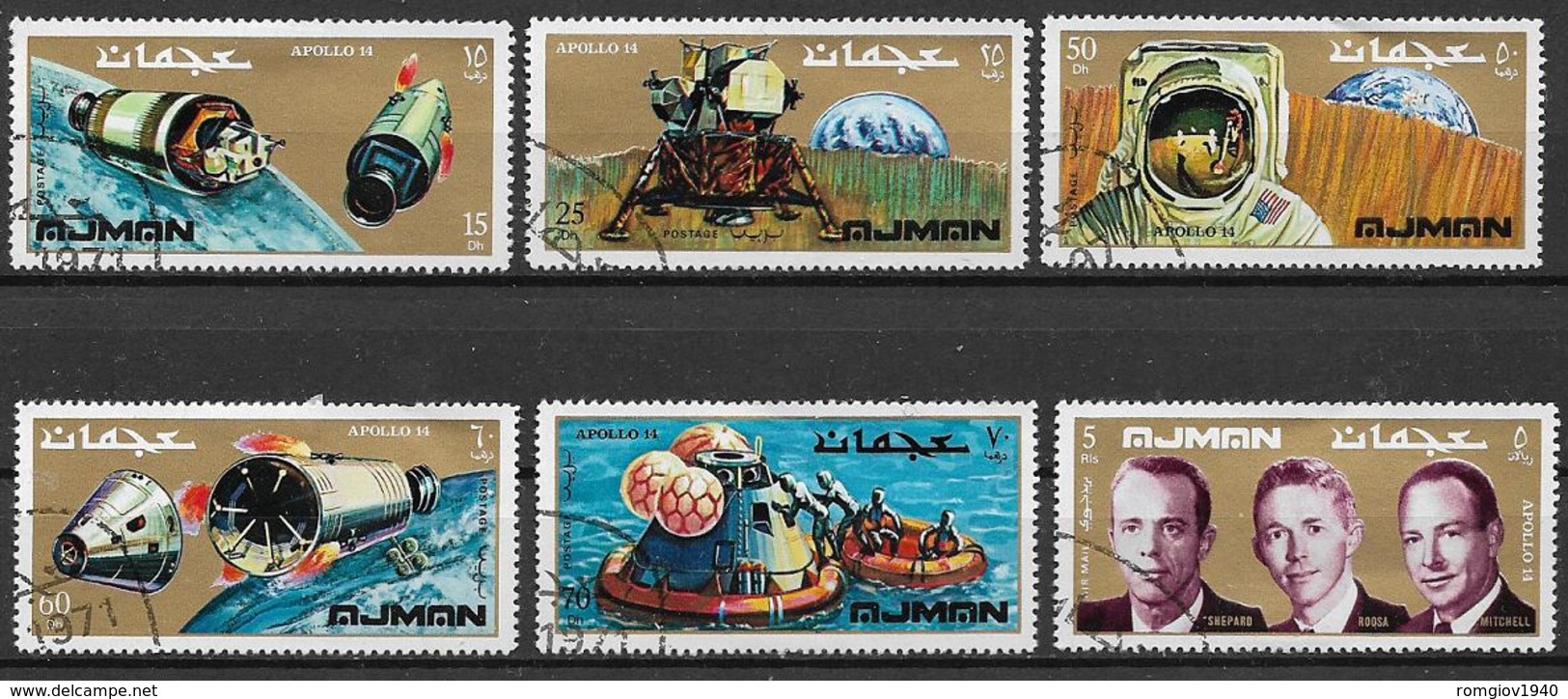 AJMAN  1971 APOLLO 14 YVERT. 120 + POSTA AEREA 87 USATA VF - Ajman