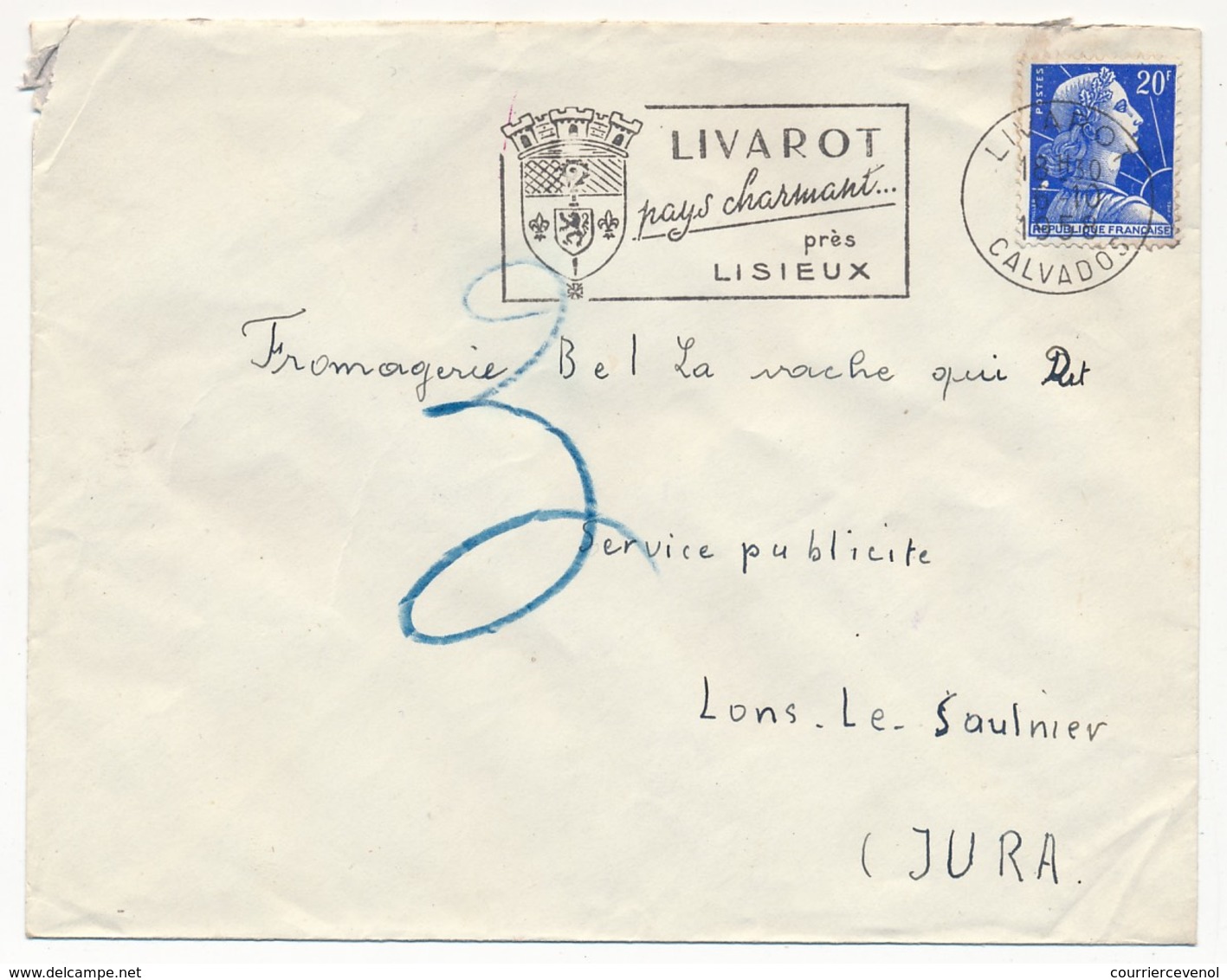 Enveloppe - OMEC Secap - LIVAROT (Calvados) - Livarot / Pays Charmant / Près De Lisieux - 1958 - Oblitérations Mécaniques (flammes)