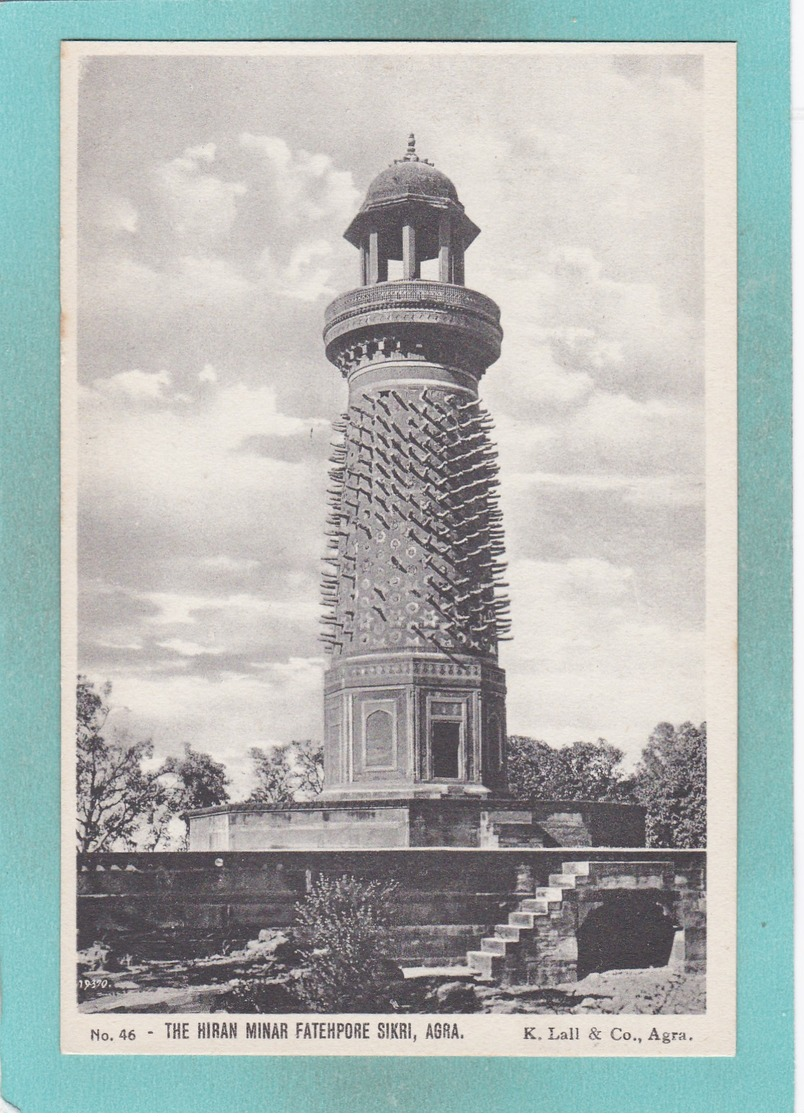 Small Post Card Of The Hiran Minar,Fatehpore Sikri,Agra,Uttar Pradesh, India,Y75. - India