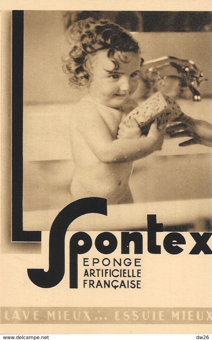 Publicité: Eponge Artificielle Française Spontex (Lave Et Essuie Mieux) - Carte Non Circulée - Publicité