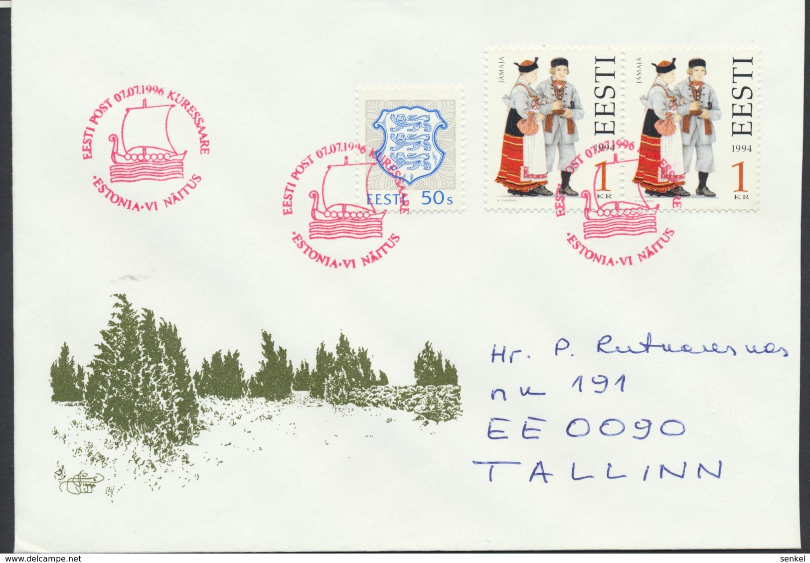 57-889 Estonia Kuressaare Philatelic Exhibition 07.07.1996  From Post Arrival Postmark - Estland