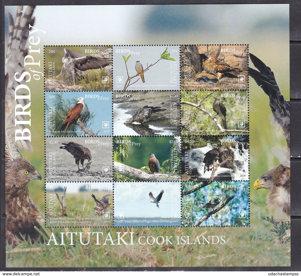 Aitutaki 2018 Birds Of Prey Falcons Etc Klb MNH - Owls