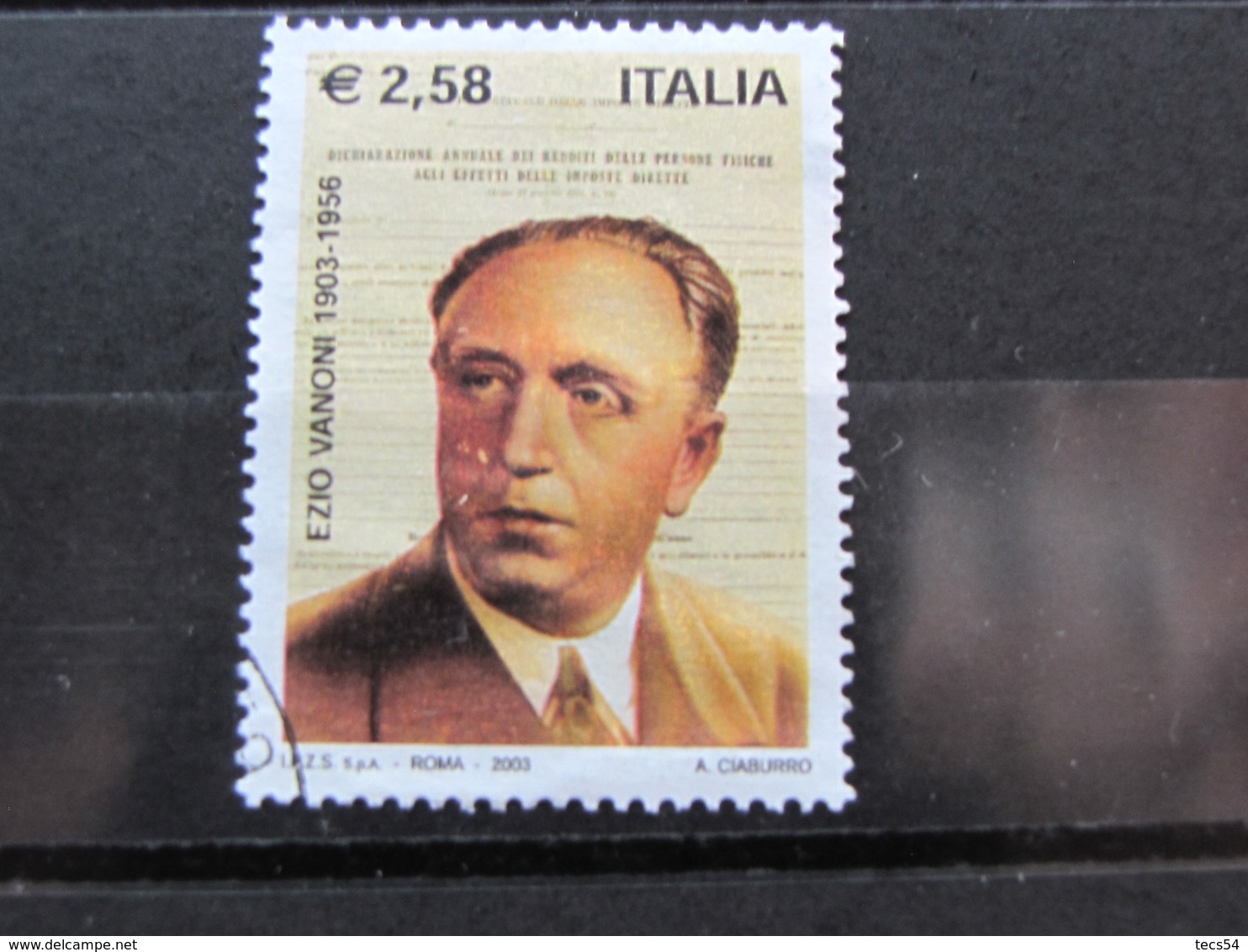 *ITALIA* USATI 2003 - CENTENARIO EZIO VANONI - SASSONE 2696 - LUSSO/FIOR DI STAMPA - 2001-10: Usati