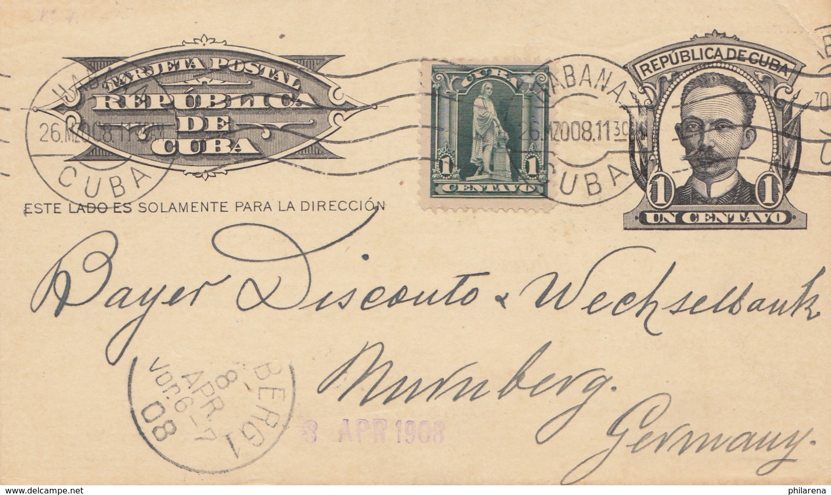 1908: Post Card Banco Nacional To Nürnberg - Other & Unclassified