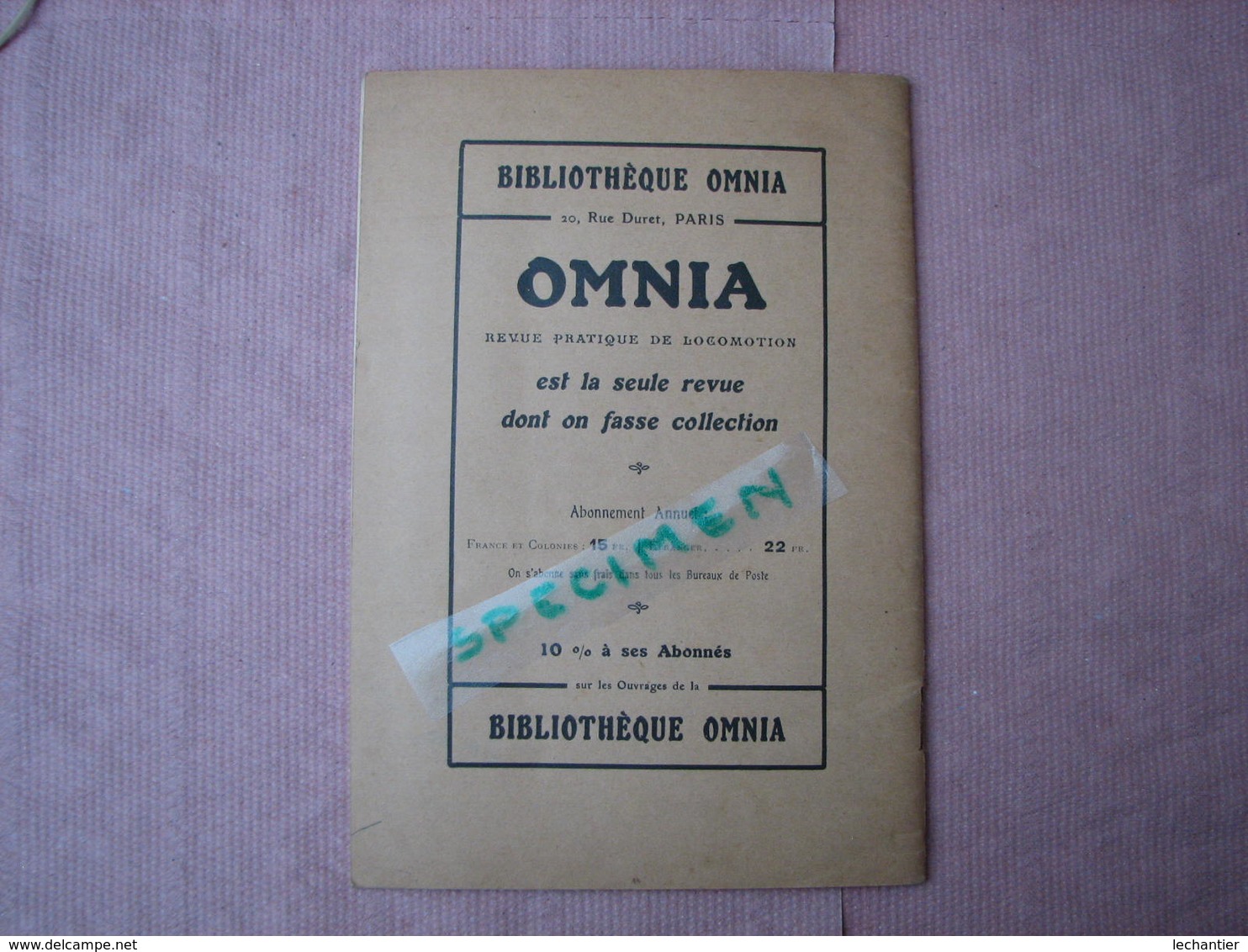 Catalogue de la Bibliothèque OMNIA 1911 "manuel juridique de l'automobiliste,un tour de manivelle et l'on part, etc...